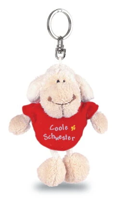 Nici 31554 Schlüsselanhänger Schaf Weiß T-Shirt Rot "Coole Schwester" Ca 10cm